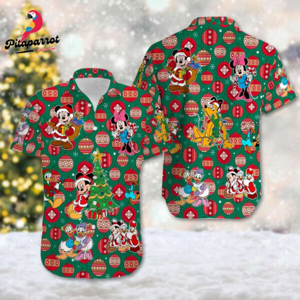 Christmas Hawaiian Shirt with Santa Mickey & Friends Xmas Magic Kingdom Design