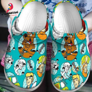 Scooby Doo On Turquoise Pattern Unisex Classic Clogs For Fans Unisex Gifts 2024