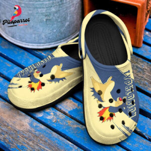 Typhlosion Fire Type Pokemon CuteCrocs-Shoes Classic Clogs Shoes In Blue Beige